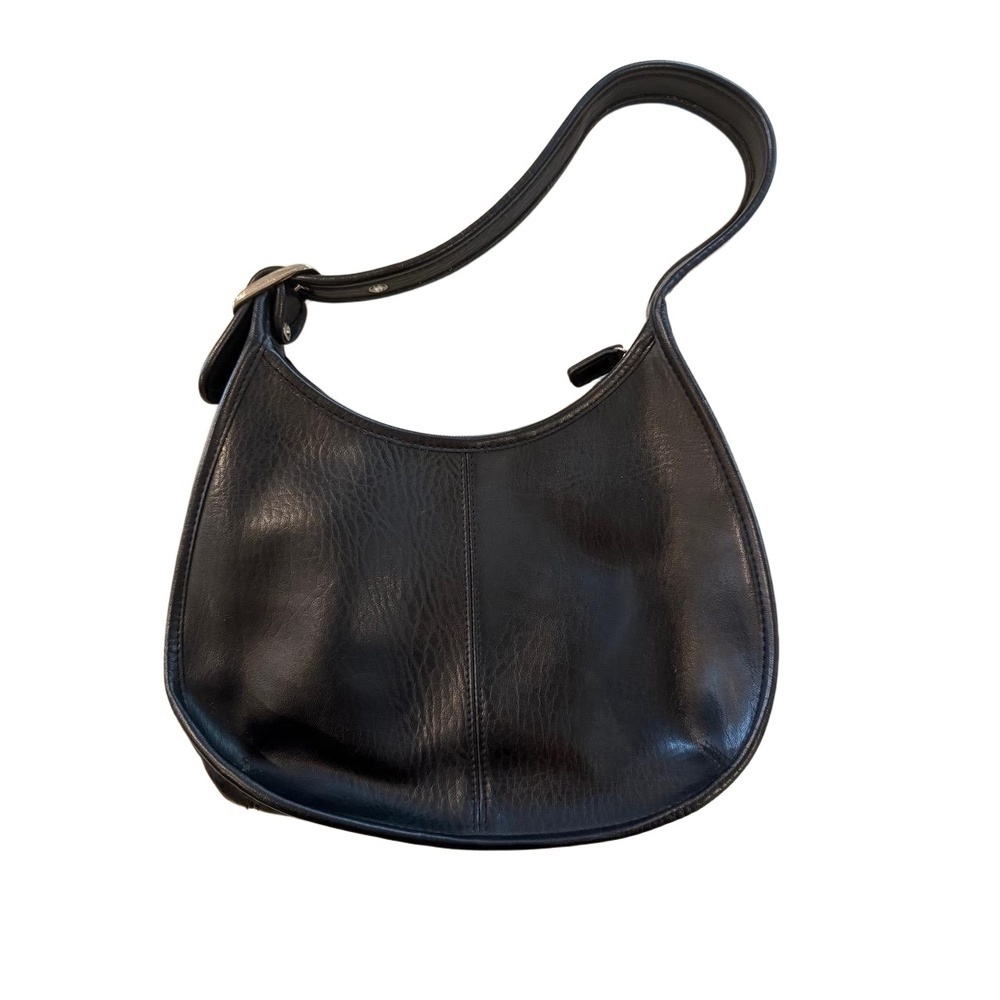 Coach Inspired Pebbled Textured Curved Crescent Adjustable Strap Shoulder Purse